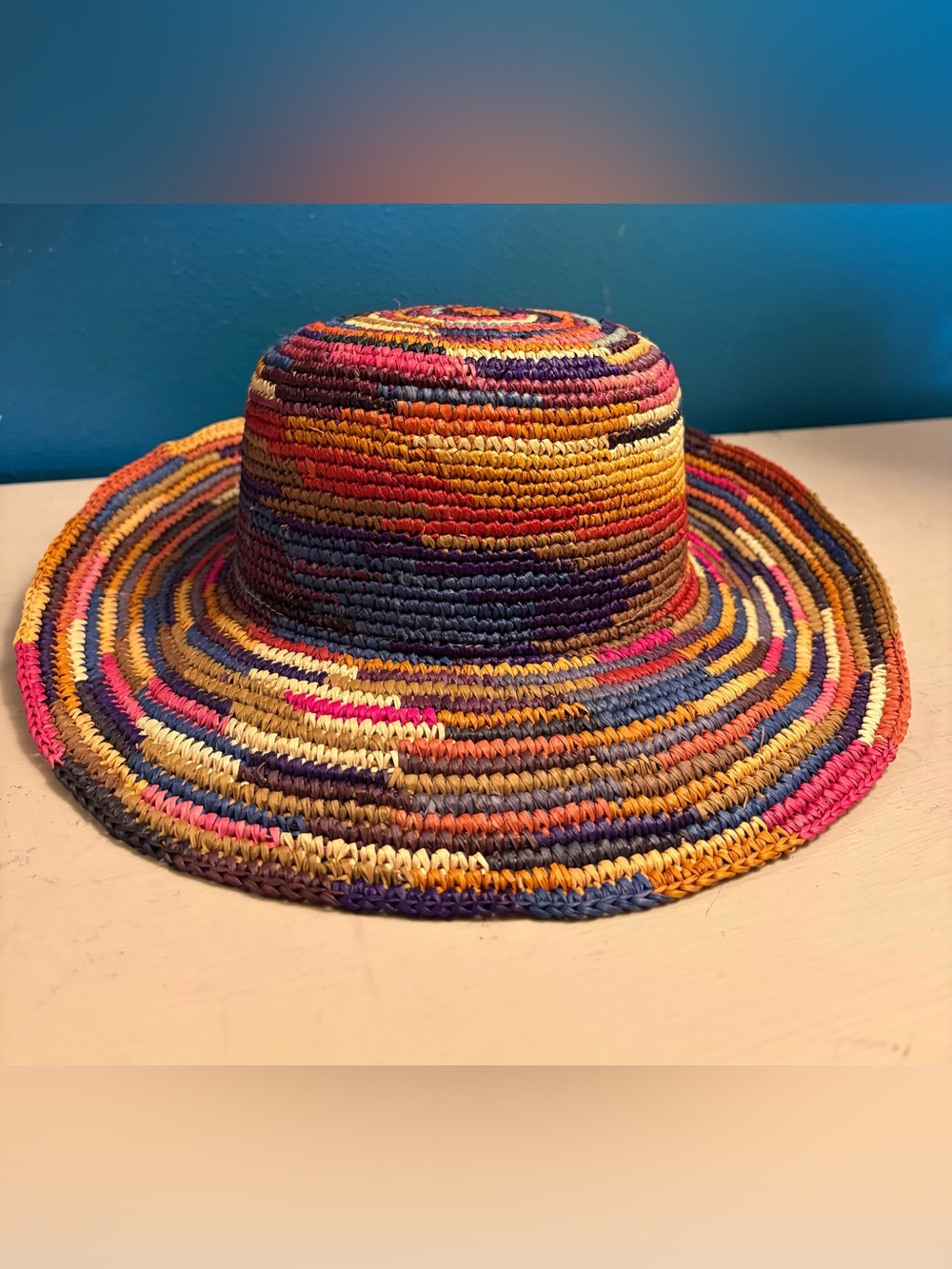 Homero Ortega Handcraft Genuine Panama Hat n Vibrant Multi-Color Toquilla Straw - Picture 4 of 6
